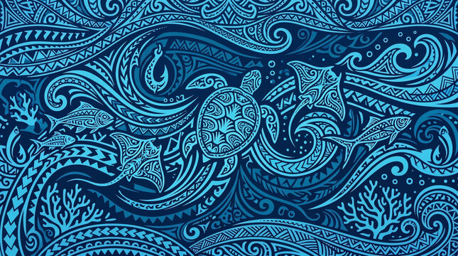 Polynesian Sea Turtle Tribal Pattern Island Marine Life