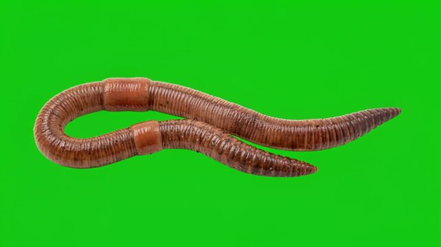 earthworm isolated on green screen for vfx projects video