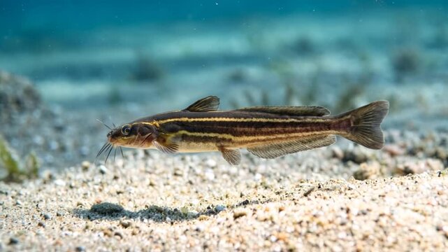 eel catfish in southeast asian river underwater close up at morning light video