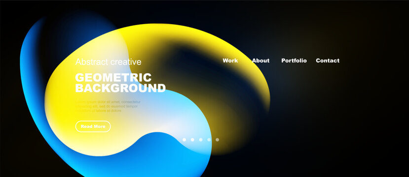 Abstract geometric design. Bright colors blend, creating modern website header. Text overlays shape, inviting exploration.