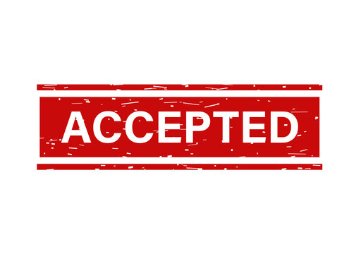 Red grunge rubber stamp with the word accepted inside a rectangular frame on a clean white background isolated on transparent background