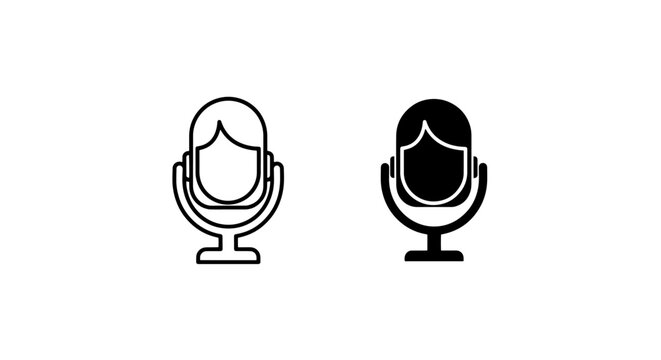 Small microphone icon set for podcast and audio media use