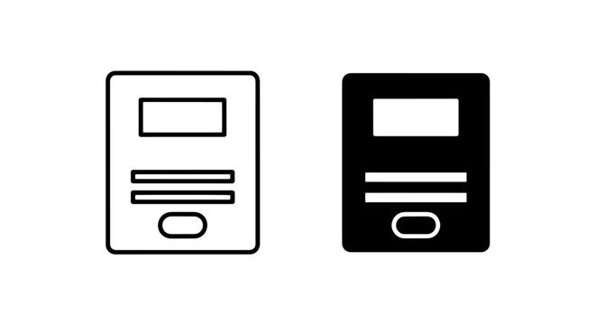 Document file icon set in outline and solid style with document