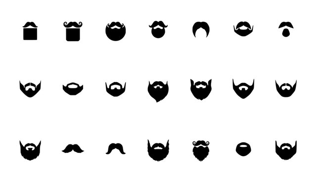 Beards and Hairstyles in Black and White Vector Illustration Featuring Beard, Hairstyle, Facial Hair with Mustache and Goatee