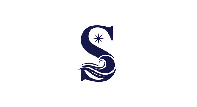 Elegant stylized letter S with star and wave design.