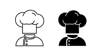 Obraz premium Chef icon set featuring hat and coat outlined and solid, culinary
