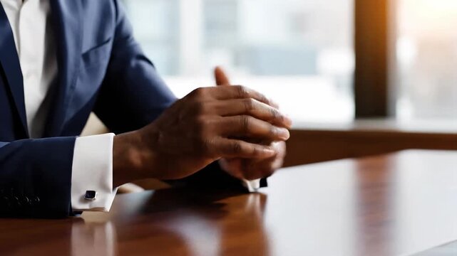 Businessman hands summarizing business pitch