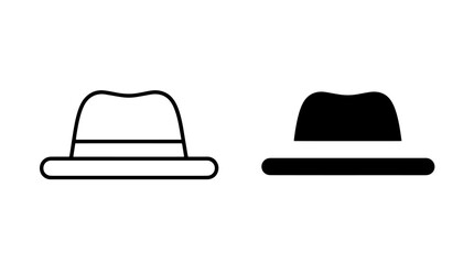 Fototapeta premium Classic fedora hat icon set line and solid with headwear