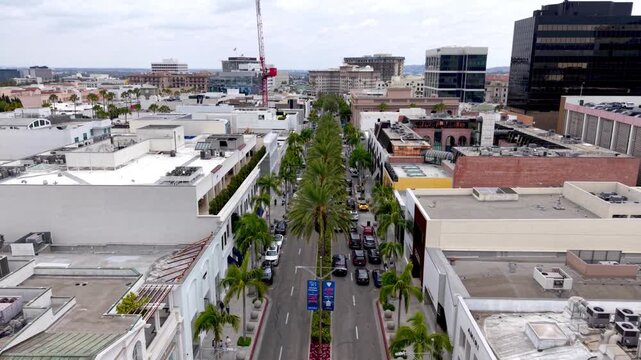 aerial rodeo drive shopping area in beverly hills california