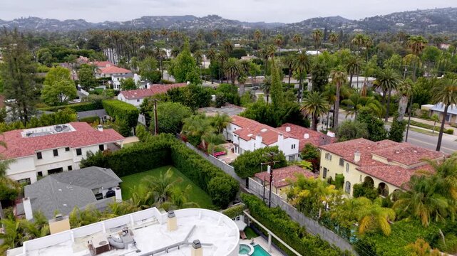 aerial luxury homes in beverly hills california