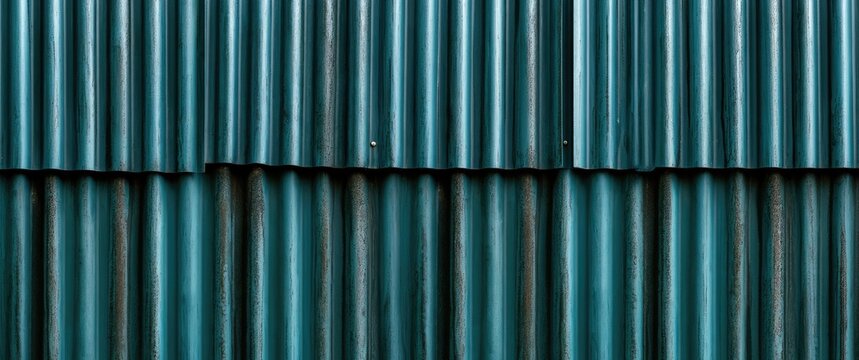 Two rows of teal corrugated metal siding with subtle weathering