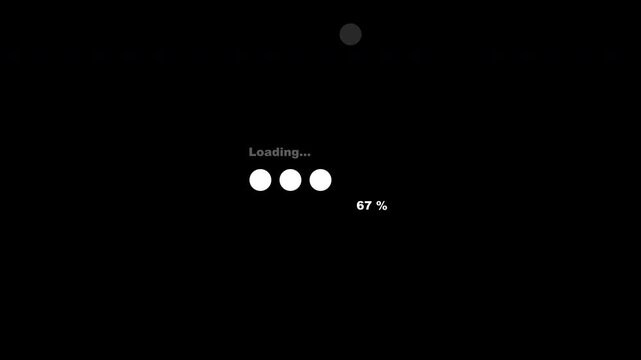 Creatie UI Loading Animation Bar Circle Dot Move and Opacity Each Side With Percentage Clean White Loop Transparent Background