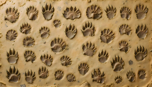 Detailed macro close up view of delicious baked organic pie crust pastry decorated with wild animal tracks patterns