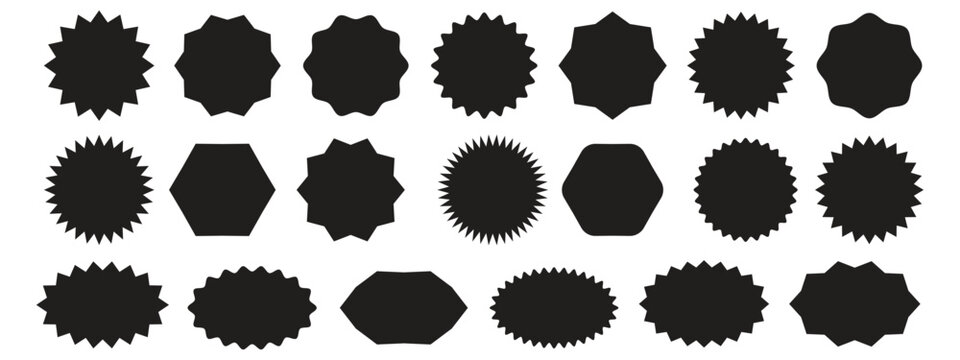 Red starbursts sale badge blank sticker price tag discount label promo button empty special offer sign retail marketing element isolated flat design templates shape graphic bundle