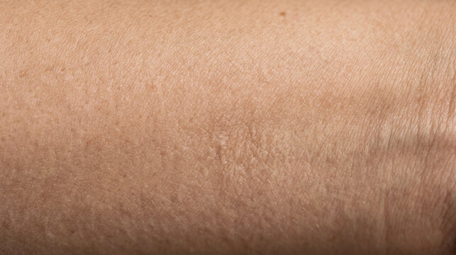 Close up of human skin texture with visible pores and subtle variations in tone