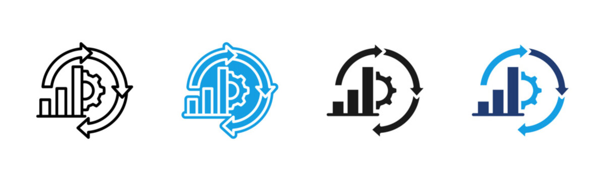 Continuous Improvement icon multiple style collection