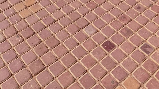 Walk on the floor of the courtyard with terracotta mosaic tile material that has a classic texture.