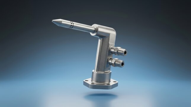 Pitot tube 3D render, airflow measurement probe, velocity pressure sensor, aerodynamic testing instrument, industrial airflow device, fluid dynamics equipment
