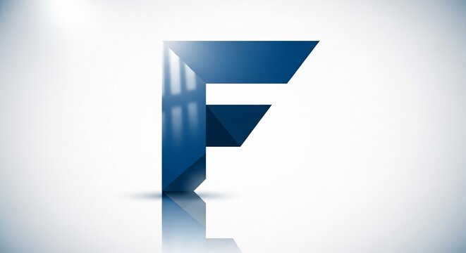 光沢ある青い文字Fの3Dレンダリング