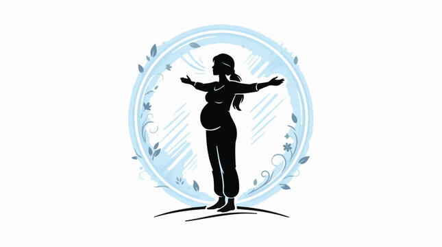 yoga pregnant woman silhouette meditation wellness