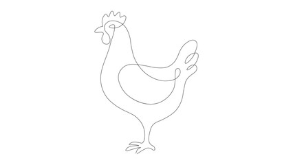 Creative continuous line drawing of rooster standing on white background. © Graphix Desk