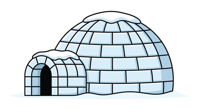 A detailed vector illustration of a traditional ice igloo building for cold winter climate designs