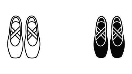 Professional Minimal Vector Icon Ballet pointe shoes vector icon Editable Stroke, Outline and Solid Style, Black Monochrome, Isolated on White Background © FirujaStock