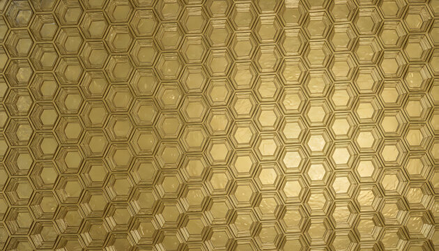 Gold honeycomb pattern texture background, geometric and abstract / 黄金のハニカム模様テクスチャ背景、幾何学的で抽象的