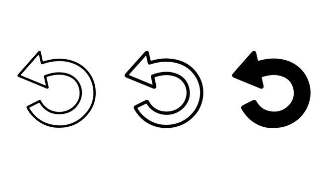 Undo Arrow Icons, Reload Symbols, Refresh Arrows, Circular Arrows, Vector Set