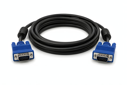 Black vga video cable with blue connectors