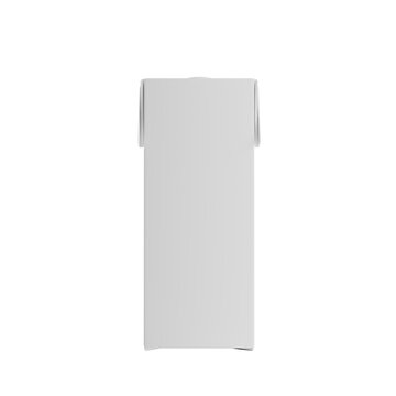 Matte white liquid carton package mockup with screw cap, back view of blank beverage container on isolated background