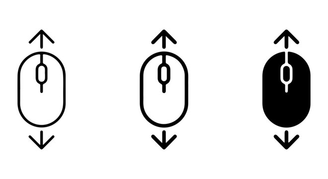 Computer Mouse Scroll Icons, Vertical Navigation Symbols, Digital Interface Clicks, Technology Cursors