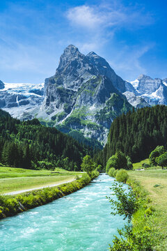 Alpine Mountain River Landscape 
