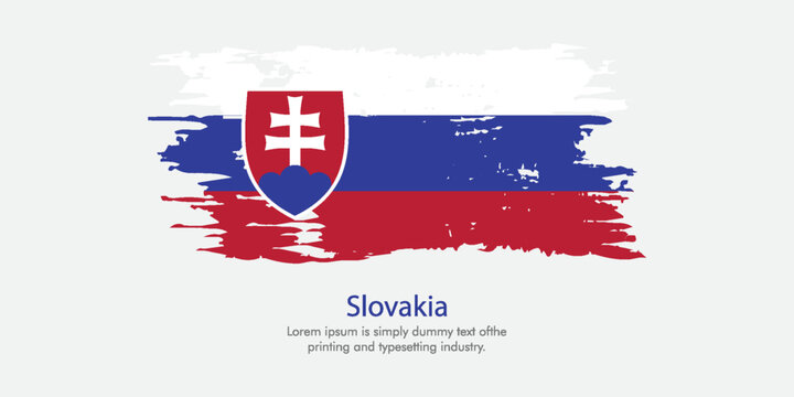 Slovakia flag made in textured brush stroke. Patriotic country flag on white background