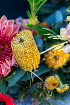 Native Australian flowers in remembrance wreath