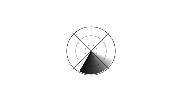 White Radar Screen Scanning Rotation Loop Animation with Sonar Detection and Navigation Tracking