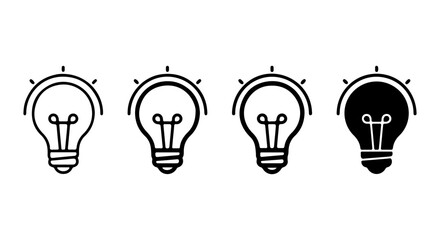 Light Bulb Icons Set: Simple Line Art and Solid Fill Concepts for Ideas and Innovation © FARIAAkTER