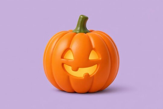 Cute 3d cartoon jack o lantern pumpkin with spooky smile for party decoration poster element