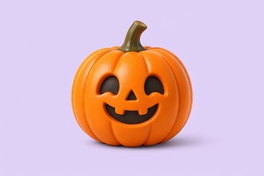 Cute 3d cartoon jack o lantern pumpkin with spooky smile for party decoration poster element