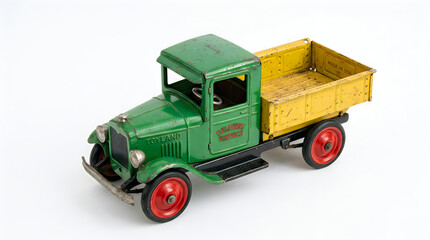 Obraz premium Vintage green and yellow metal toy truck
