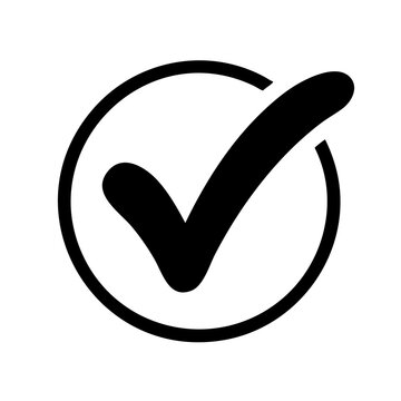 Black Checkmark in Circle Icon Isolated