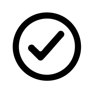 Black Checkmark in Circle Icon Isolated