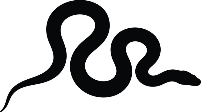 Black silhouette of a long snake moving in a wavy crawling pattern