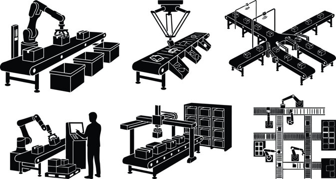 Industrial automation factory assembly line setup