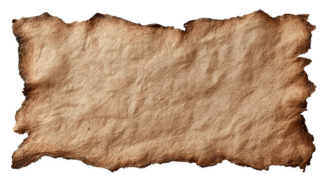 Blank brown leather texture patch on transparent background