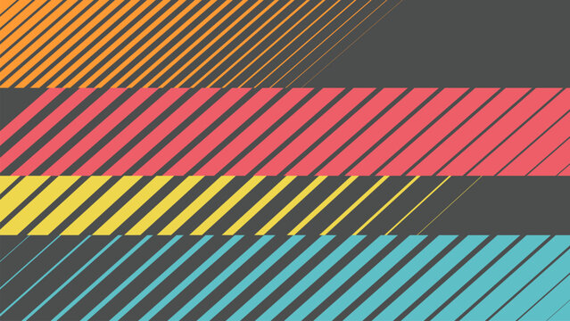 Set of Abstract Diagonal Stripe Patterns with Optical Illusion. Transition effect. Modern Geometric Color Background for creative graphic design. Vector illustration.