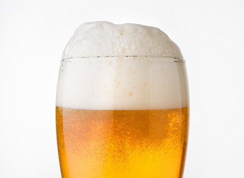 Glass of beer close up, Craft beer isolated on white background 