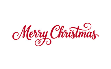 Fototapeta premium Merry christmas wishes in red cursive script for holiday greeting cards and decorations with thanksgiving vector