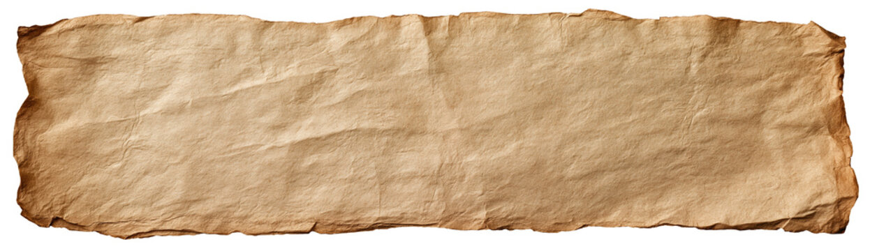 Vintage parchment paper strip on transparent background