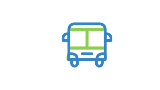 A simple blue and green bus icon.